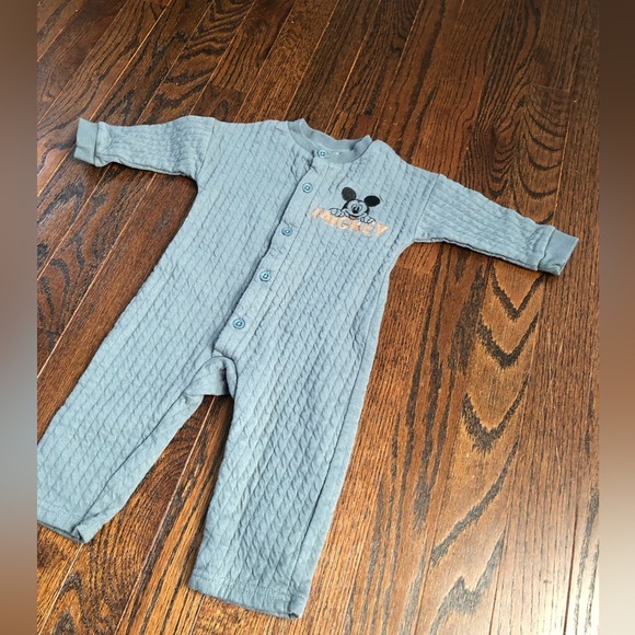 Disney Baby Boys 3-6M Blue/Gray Quilted Onesie w/Embroidered Mickey - EUC! - Picture 2 of 7